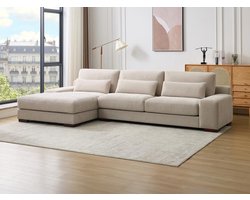 Vente-unique Hoekbank met hoek links van beige stof STRALAO