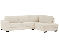 Vente-unique Hoekbank met hoek rechts in ribfluwelen stof kleur beige - MESETA