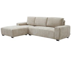 Vente-unique Hoekbank met linkerhoek in beige stof - MICHELIA