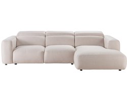 Vente-unique Hoekbank rechts in gemêleerde beige stof NELORIM