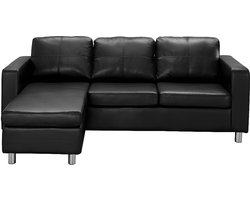 Vente-unique Hoekbank van kunstleer met hoek links of rechts ACKLEY - Zwart