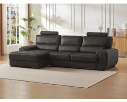 Vente-unique Hoekbank van leer METROPOLITAN II - zwart - hoek links