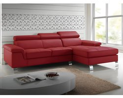 Vente-unique Hoekbank van leer MISHIMA - Rood - Hoek rechts