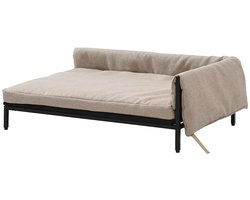 Vente-unique Hoekbankje voor huisdieren van linnen met metalen poten - Beige - L80 x D58 x H28 cm - SIPARIA