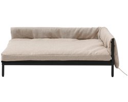 Vente-unique Hoekbankje voor huisdieren van linnen met metalen poten - Beige - L80 x D58 x H28 cm - SIPARIA L 80 cm x H 28 cm x D 58 cm