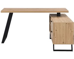 Vente-unique Hoekbureau met opbergruimte - Mdf - Kleur: naturel en zwart - NAYARO