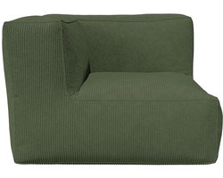 Vente-unique Hoekfauteuil van groen ribfluweel NOUMARA