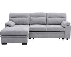 Vente-unique Hoekslaapbank met hoek links van grijze stof ULENIO