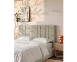 Vente-unique Hoofdbord 140 cm - Fluweel - Taupe - HERMINE