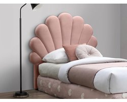 Vente-unique Hoofdbord in schelpvorm - 120 cm - Fluweel - Roze - MOANA