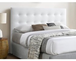 Vente-unique Hoofdbord met capitonnage 160 cm - Kunstleer - Wit - FRANCESCO