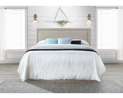 Vente-unique Hoofdbord met siernagels 180 cm - Stof met linnen effect - Beige - ALVISE