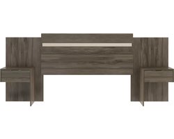 Vente-unique Hoofdeinde met nachtkastjes - Uitbreidbaar 140/160cm - Bruin - PARATI