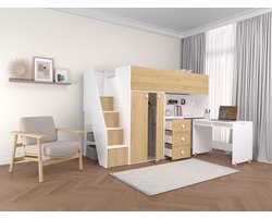 Vente-unique Hoogslaper hout natuurlijk licht 90 x 190 cm