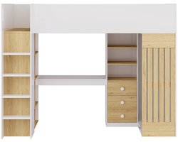 Vente-unique Hoogslaper hout natuurlijk licht 90 x 190 cm