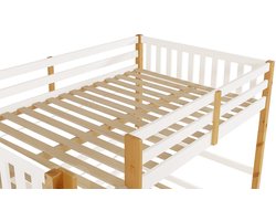 Vente-unique Hoogslaper hout natuurlijk licht, wit 120 x 190 cm