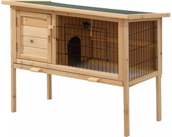 Vente-unique Houten hok op poten voor konijnen en andere knaagdieren - L91 x D45 x H70 cm - Naturel - LAPIUS L 91 cm x H 70 cm x D 45 cm