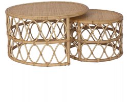 Vente-unique Inschuifbare salontafel van rotan - Naturelkleurig - RONITA