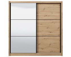 Vente-unique Kast met 2 deuren – Met spiegel – B213 cm – Kleur: Naturel – MOLEPA