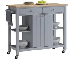 Vente-unique Keukentafeltje op wielen HALEY - 1 deur en 2 laden - Hevea L 105 cm x H 87 cm x D 45 cm