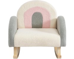 Vente-unique Kinderfauteuil van crèmekleurige, grijze en roze badstof ESLIDA L 50 cm x H 50 cm x D 50 cm