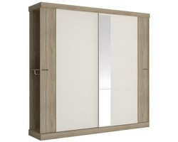 Vente-unique Kledingkast - 2 schuifdeuren - L231 cm - Eiken en ivoorkleur - ADALRIK