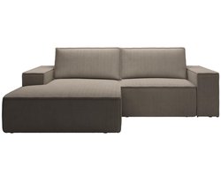 Vente-unique Kleine slaapbank met linkse hoek in taupe ribfluweel AMELIA