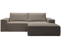 Vente-unique Kleine slaapbank met rechtse hoek in taupe ribfluweel AMELIA