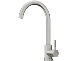 Vente-unique Kraan voor keuken van roestvrij staal - Grijs - ROMILY L 24 cm x H 36 cm x D 9 cm