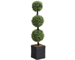 Vente-unique Kunstbuxus 3 bollen met pot - H90 x D18 cm - PILANA