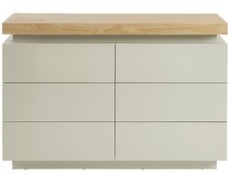 Vente-unique Ladekast – 6 lades – Gelakt MDF – Met LEDs – Kleur: Naturel en Beige - HALO