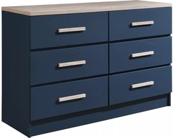 Vente-unique Ladekast met 6 lades - Blauw en houteffect - SKAIDO