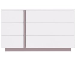 Vente-unique Ladekast NAPOLI - 6 laden - Wit en taupe