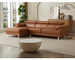 Vente-unique Leren hoekbank EXCELSIOR II - karamel bruin - Hoek links