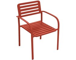 Vente-unique Metalen tuineetset: een tafel B.70 cm en 2 stapelbare stoelen - Terracotta - NILY van MYLIA