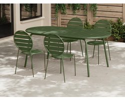 Vente-unique Metalen tuinset: een ovale tafel van L180 cm en 4 stoelen - Kaki - MONTEFARO van MYLIA L 184 cm x H 87.5 cm x D 94 cm
