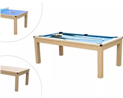Vente-unique Moduleerbare tafel - Biljart en tafeltennis BALTHAZAR - 213 x 112 x 81.5 cm - Blauw L 213.4 cm x H 81.5 cm x D 111.8 cm