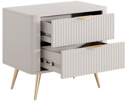 Vente-unique Nachtkastje - 2 lades - Beige en goudkleurig - ELONARIA