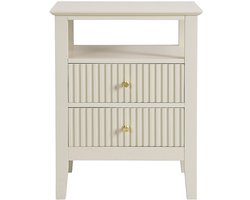 Vente-unique Nachtkastje 2 lades en 1 plank - MDF - Beige - NIRIVA