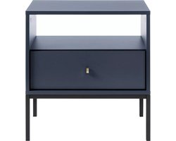Vente-unique Nachtkastje BOGDAN - 1 lade en 1 nis - Blauw