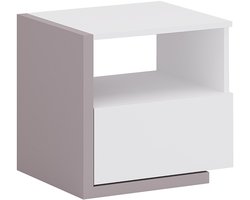 Vente-unique Nachtkastje NAPOLI - 1 lade - Wit en grijs