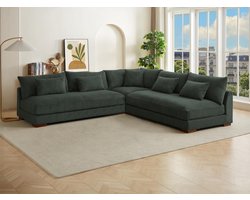 Vente-unique Omkeerbare hoekbank van groen ribfluweel SPERONE van Pascal Morabito