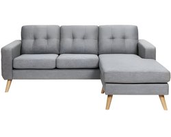 Vente-unique Omkeerbare hoekzitbank van stof BARTOLOME - Gechineerd grijs