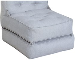 Vente-unique Omvormbare lage fauteuil met voetenbank in lichtgrijze stof ZONIRA
