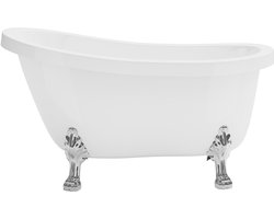 Vente-unique Ovaal losstaand bad - Retro-stijl - 200L - 145 x 74 x 77 cm - Zilveren leeuwenpoten - NISOS