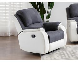 Vente-unique Relaxfauteuil van microvezel en grijs en wit kunstleer BRODY