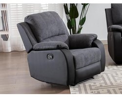 Vente-unique Relaxfauteuil van microvezel en grijs en zwart kunstleer BRODY