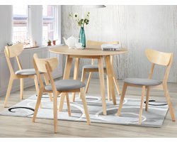Vente-unique Ronde eettafel ODILE - 4 personen - Massief Hevea en MDF - Naturel