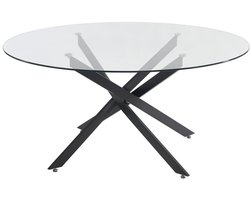 Vente-unique Ronde eettafel voor 6 personen in gehard glas en zwart metaal - Transparant - COSIMA