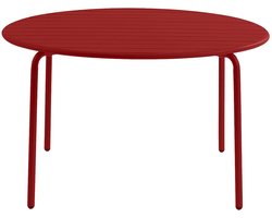 Vente-unique Ronde tuintafel D.110 cm van metaal - Rood - MIRMANDE van MYLIA